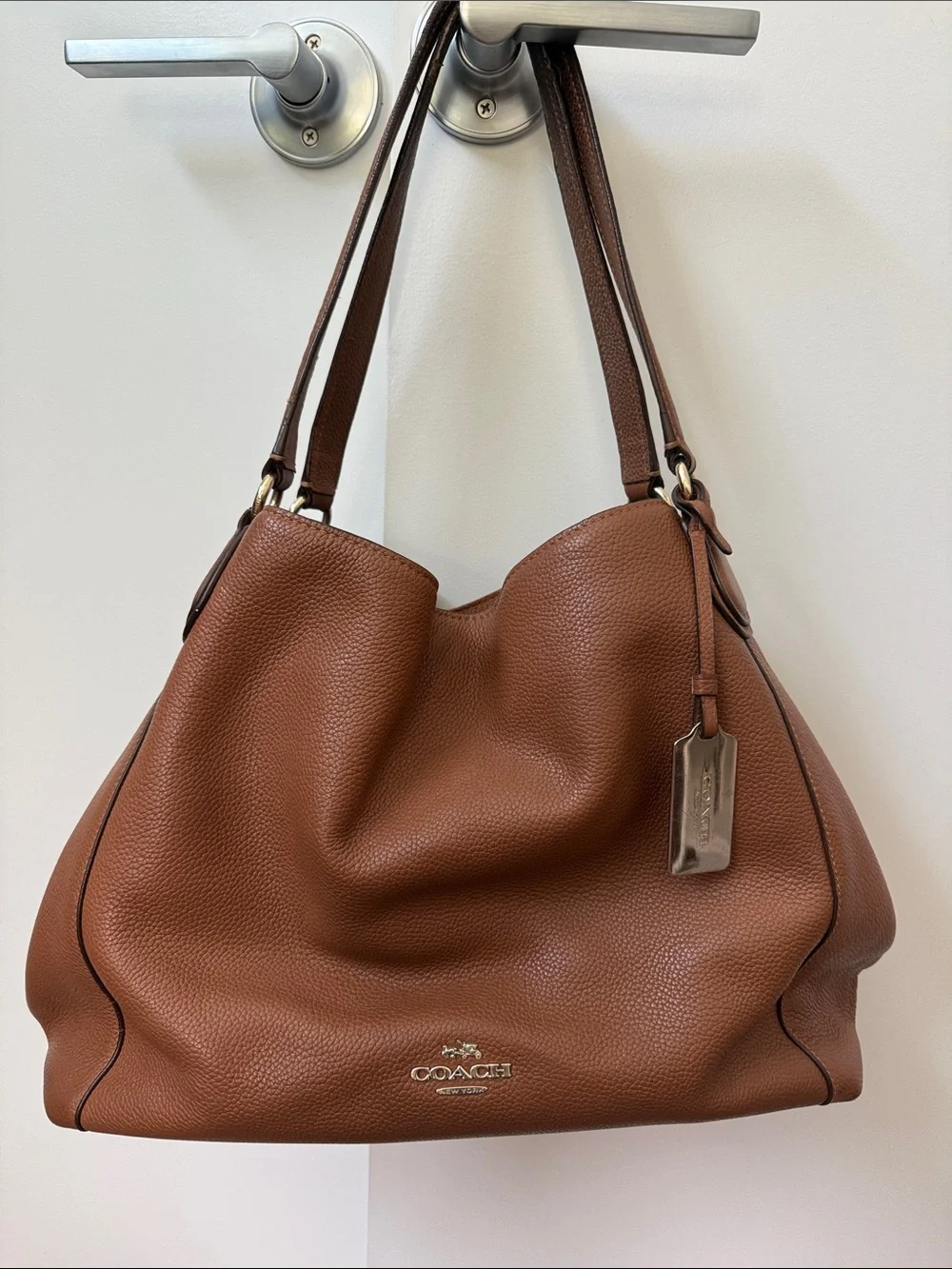Coach Cognac Pebbled Leather Shoulder Tote